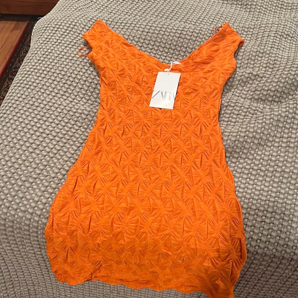 Zara mini orange dress! New with tags! Too long on me and missed return window!